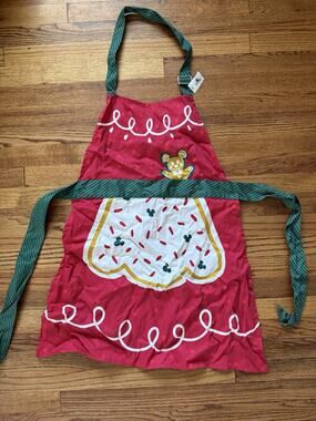 NWT Disney Parks Mickey Mouse Gingerbread Cookie Holiday Apron One Size